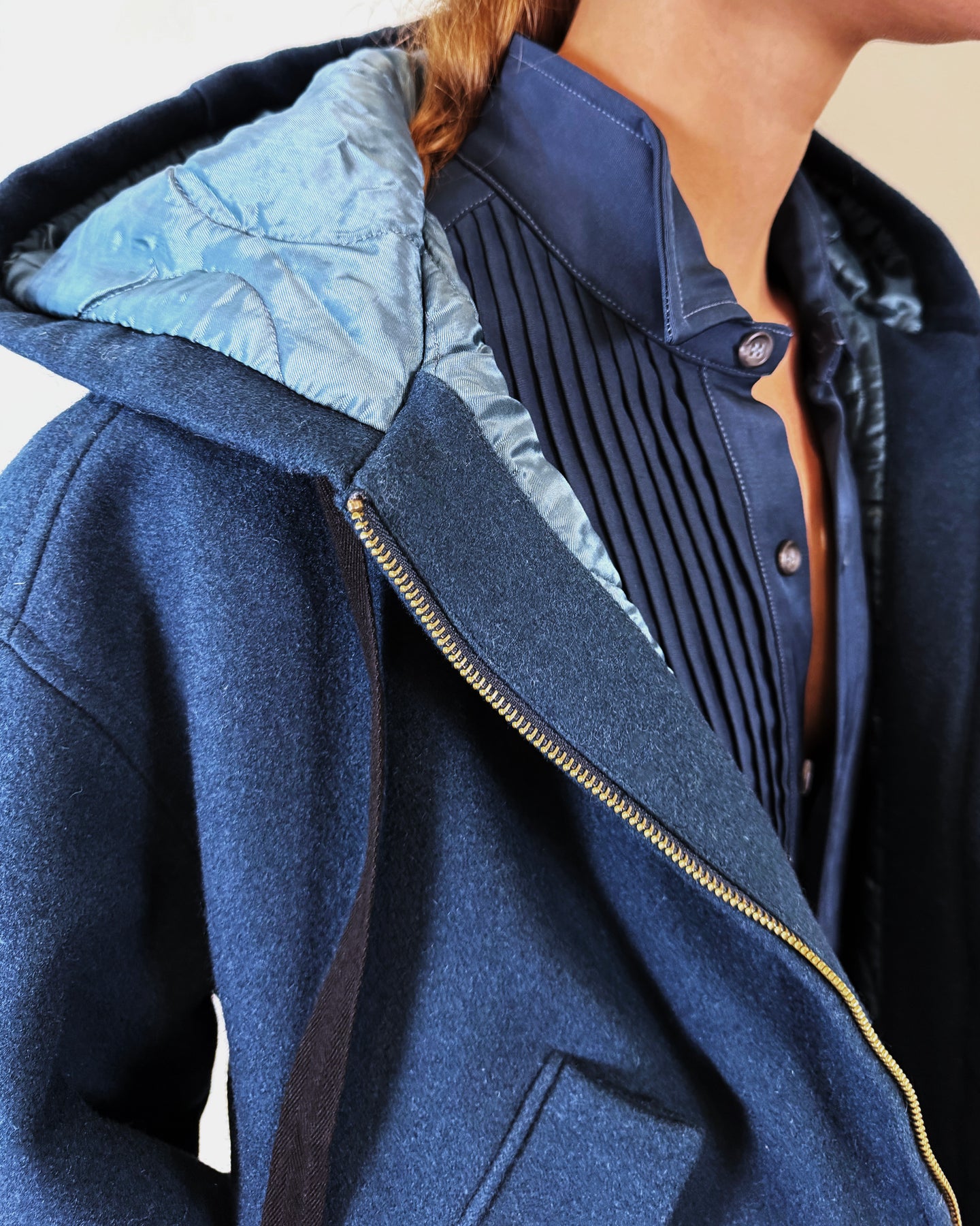 Felt Bomber Jacket in Blue