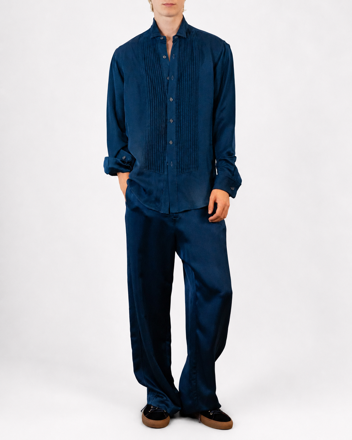 Fluid Tux Shirt in Dark Sea