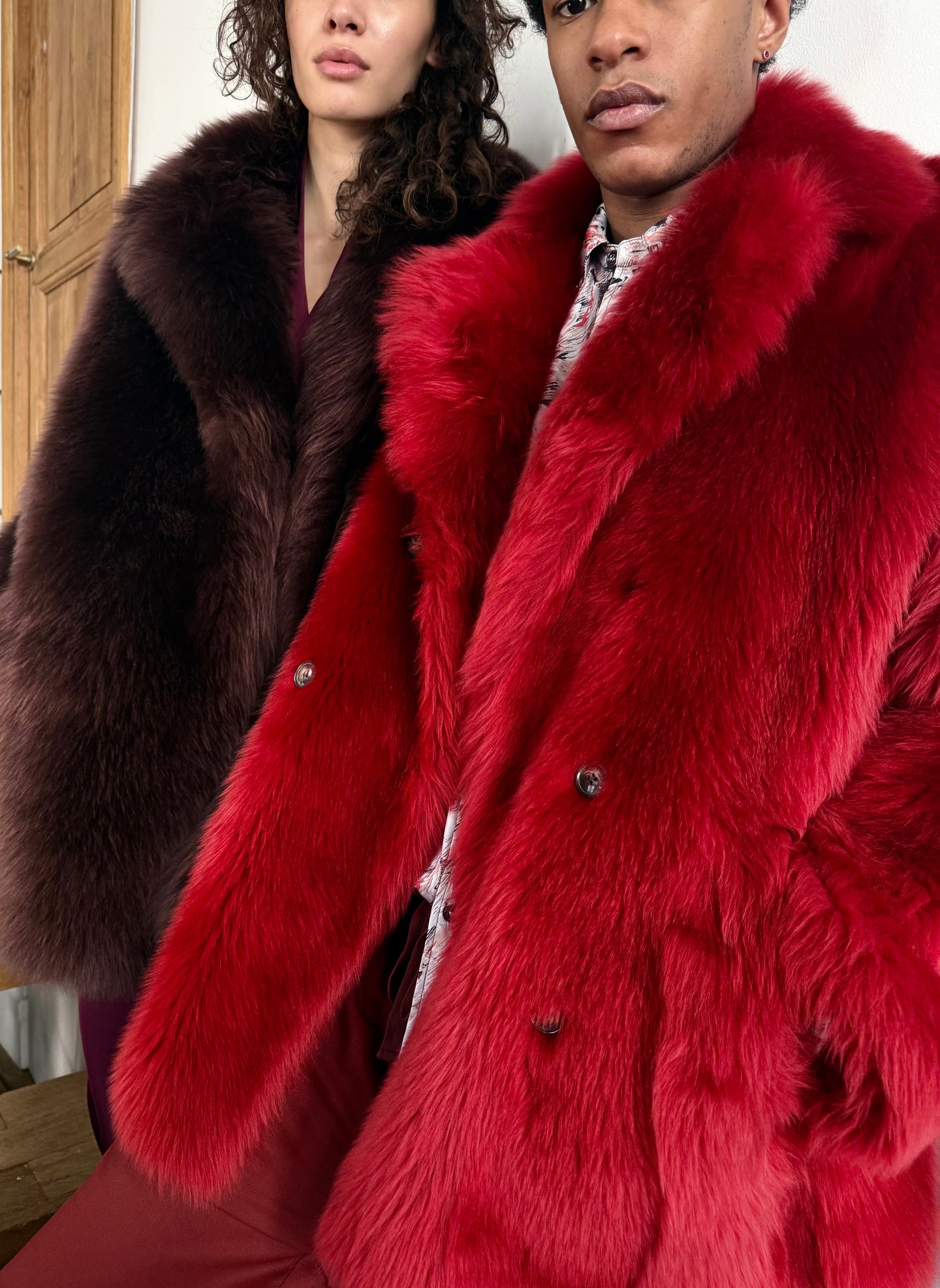 Shearling Coat in Poppy Red