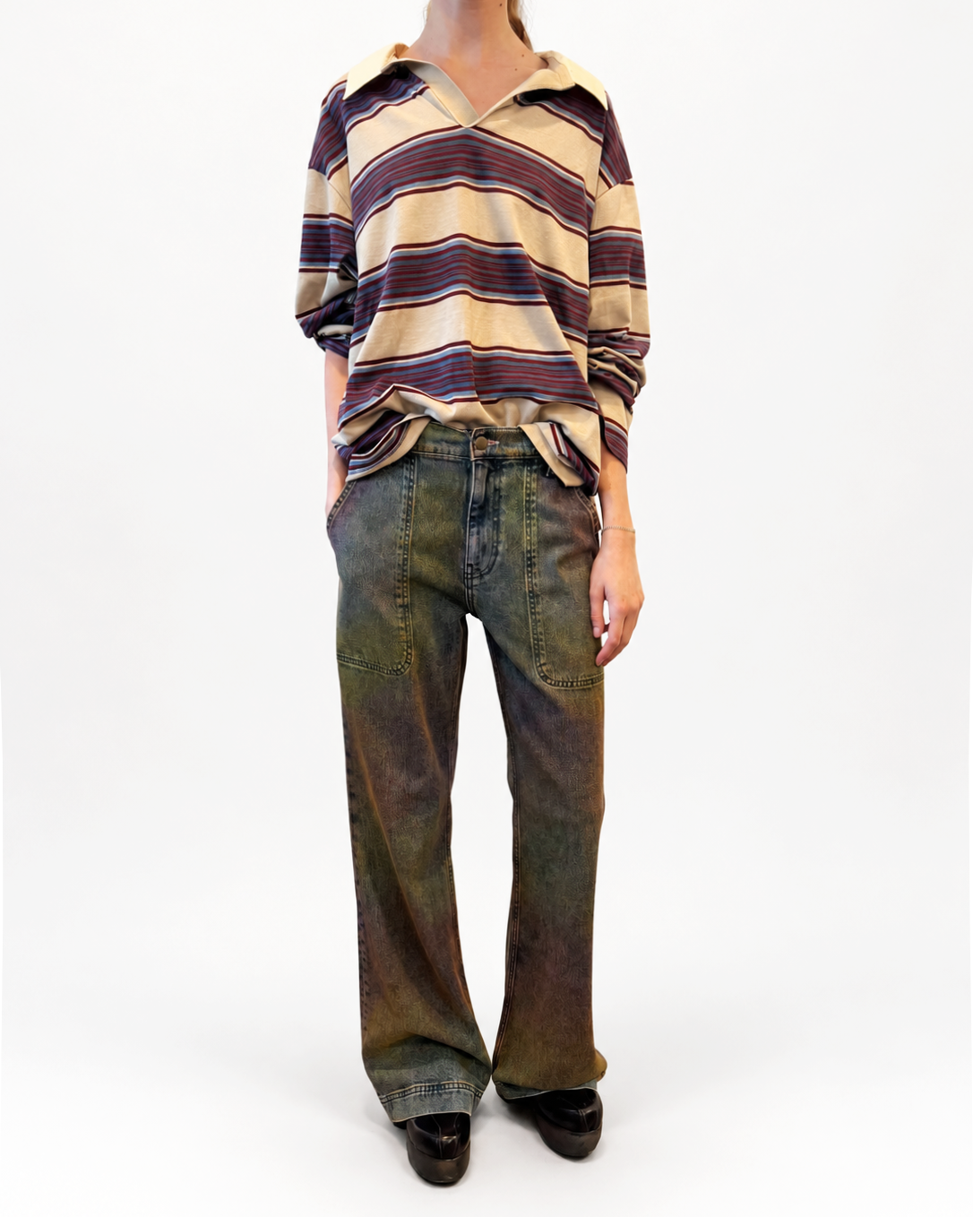 Utility Flare Jean in Multi Paint