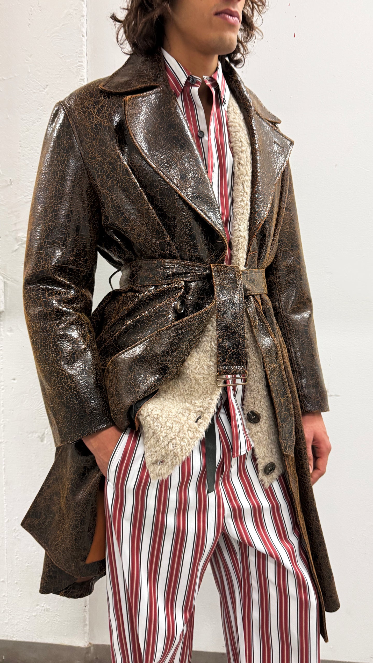 Leather Trench Coat in Dark Chocolate