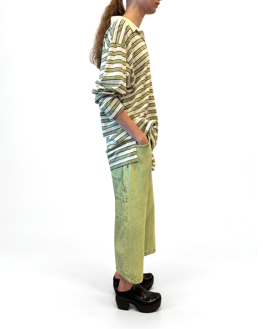 Striped Jersey Polo in Vintage Neon