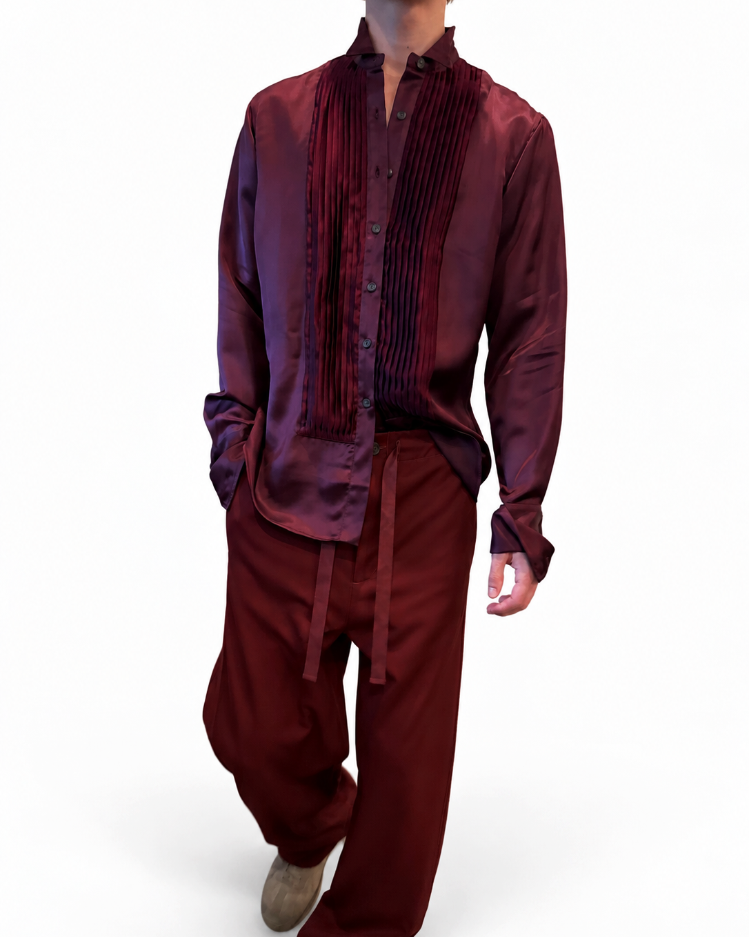 Fluid Tux Shirt in Aubergine