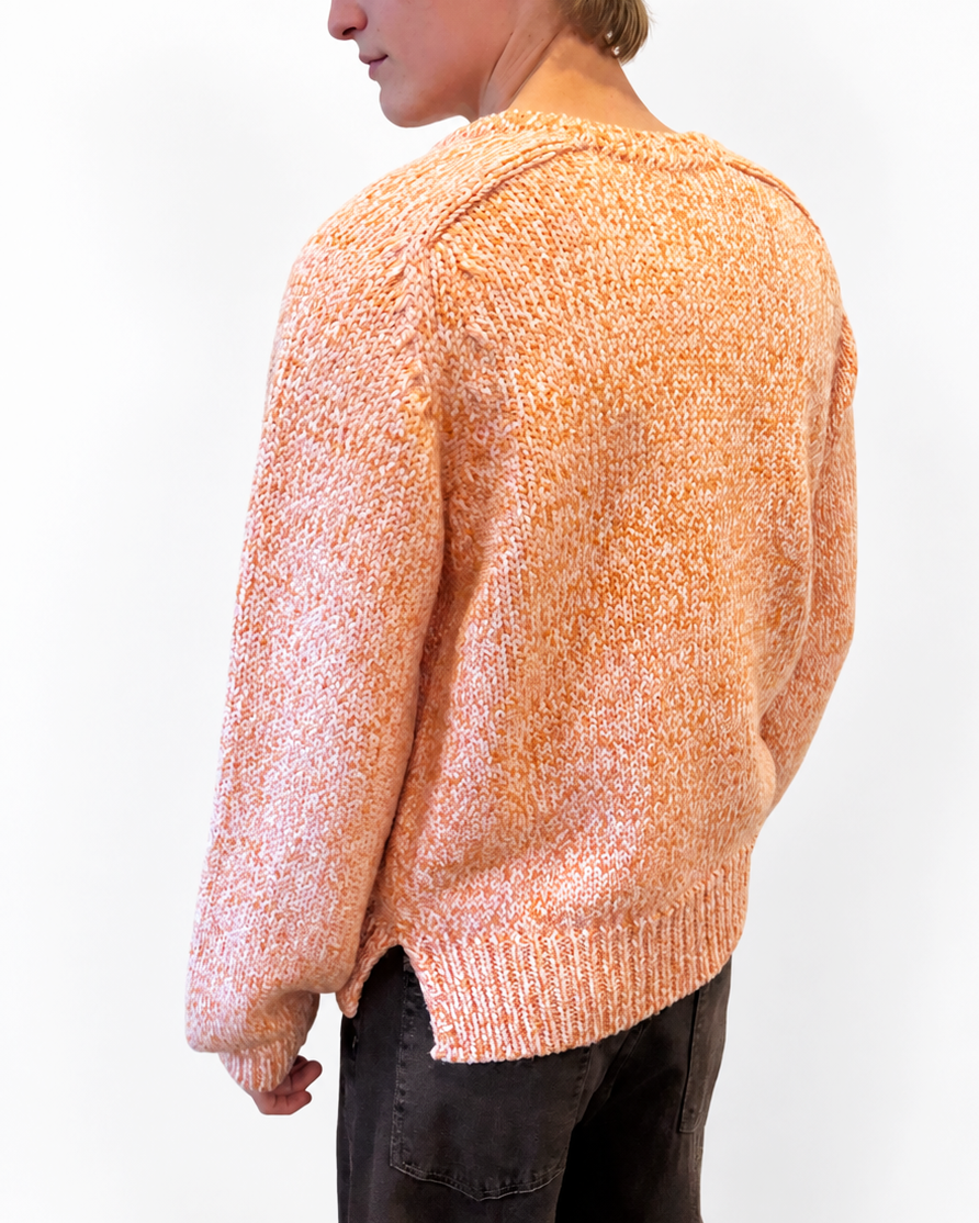 Split Crewneck Sweater in Apricot Melange