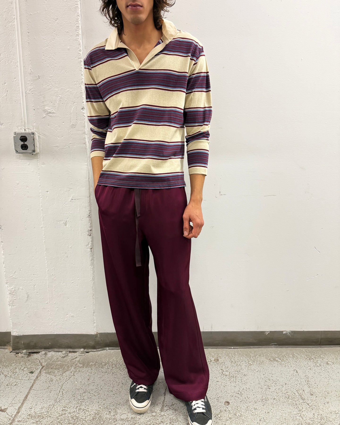 Fluid Drawstring Pants in Aubergine