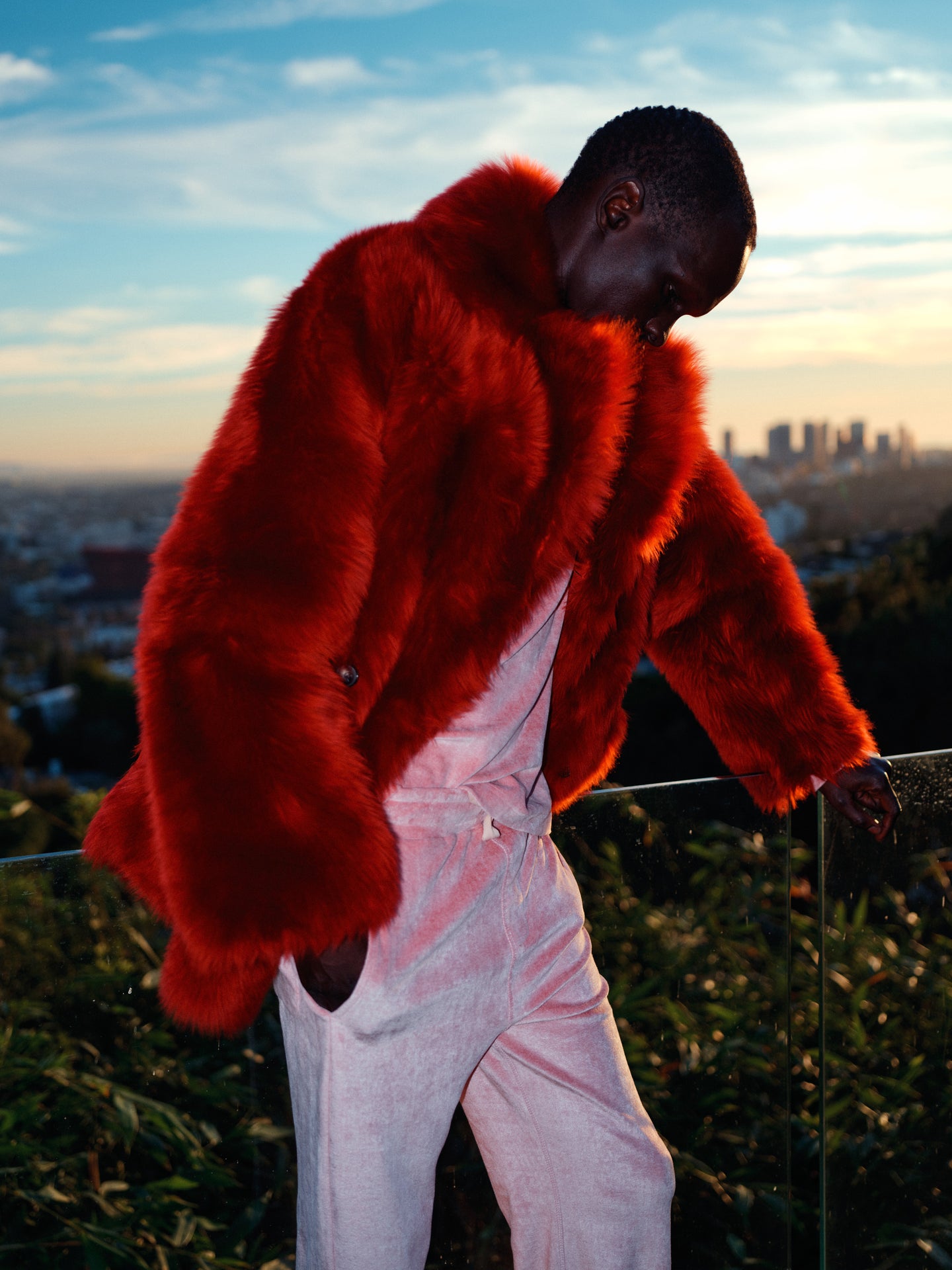 Shearling Coat in Poppy Red