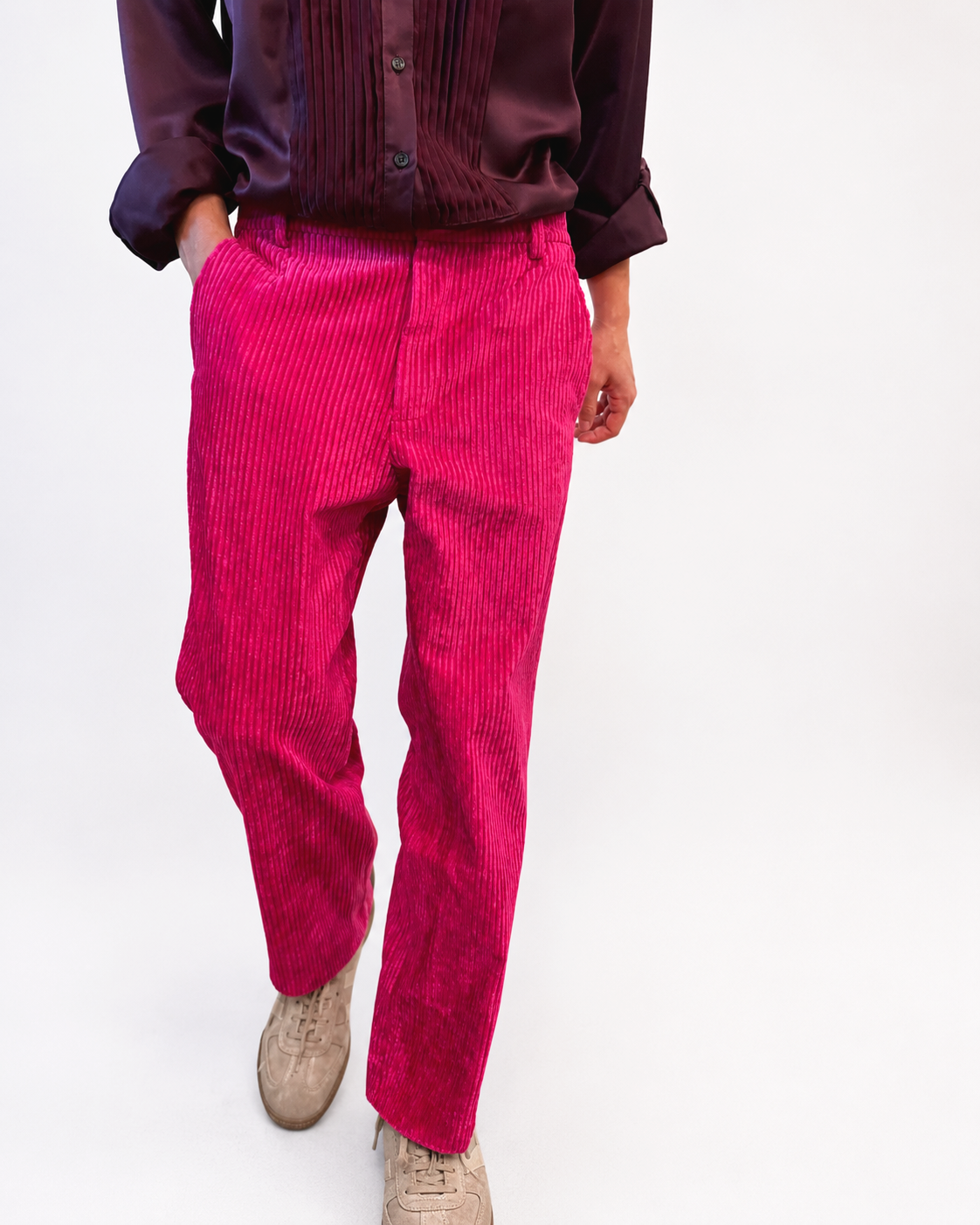 Tailored Cropped Pants in Pink Cadillac