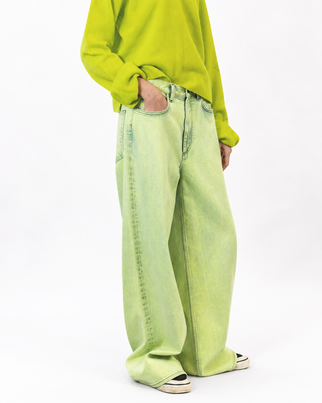 Wide Jean in Faded Neon