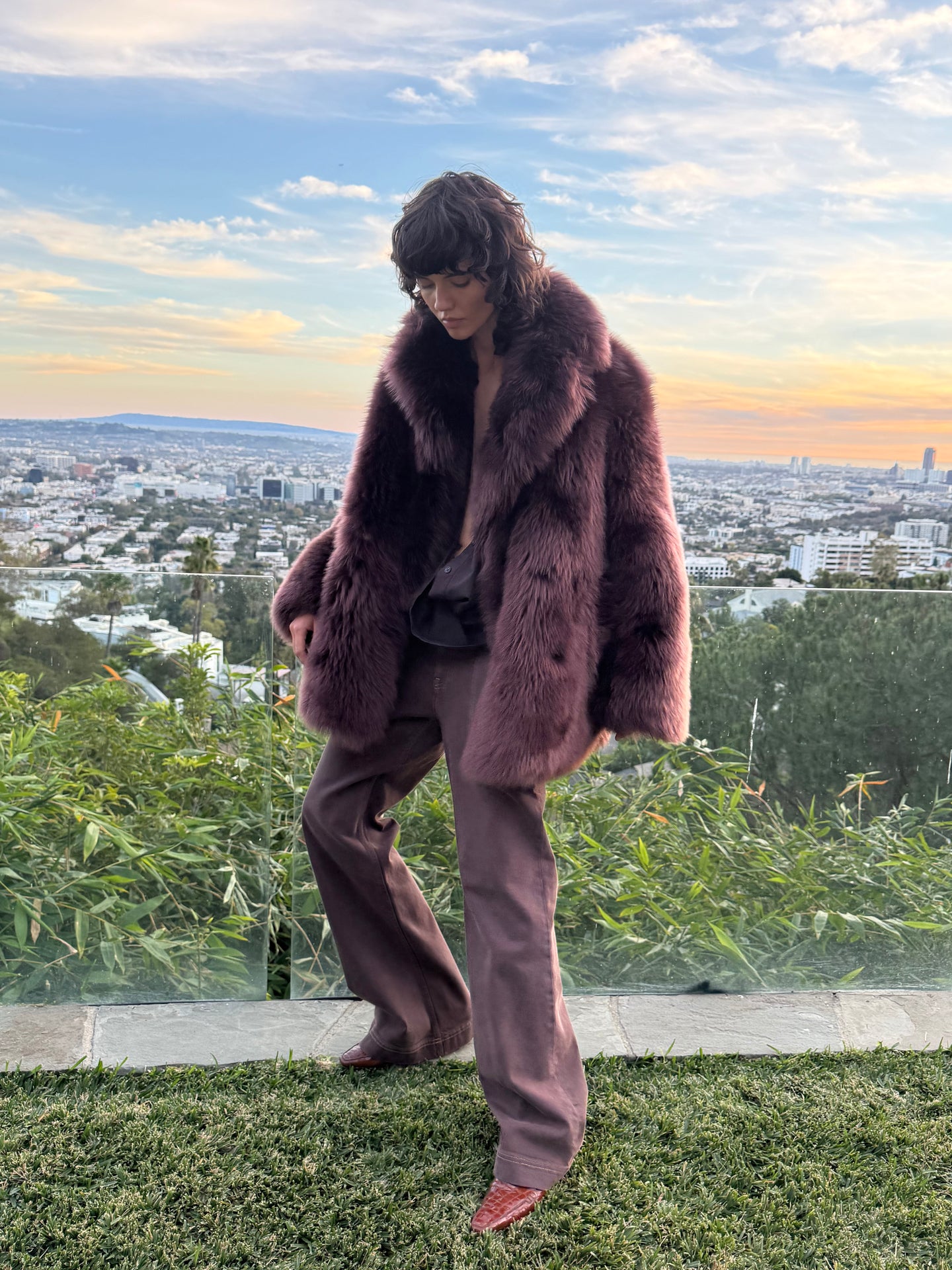 Shearling Coat in Brownstone