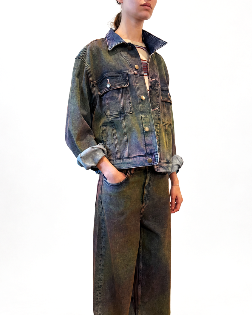 Jean Jacket in Multi Paint
