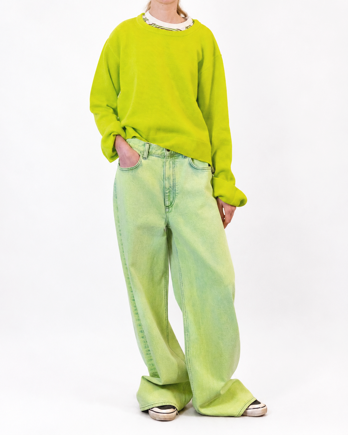 Wide Jean in Faded Neon