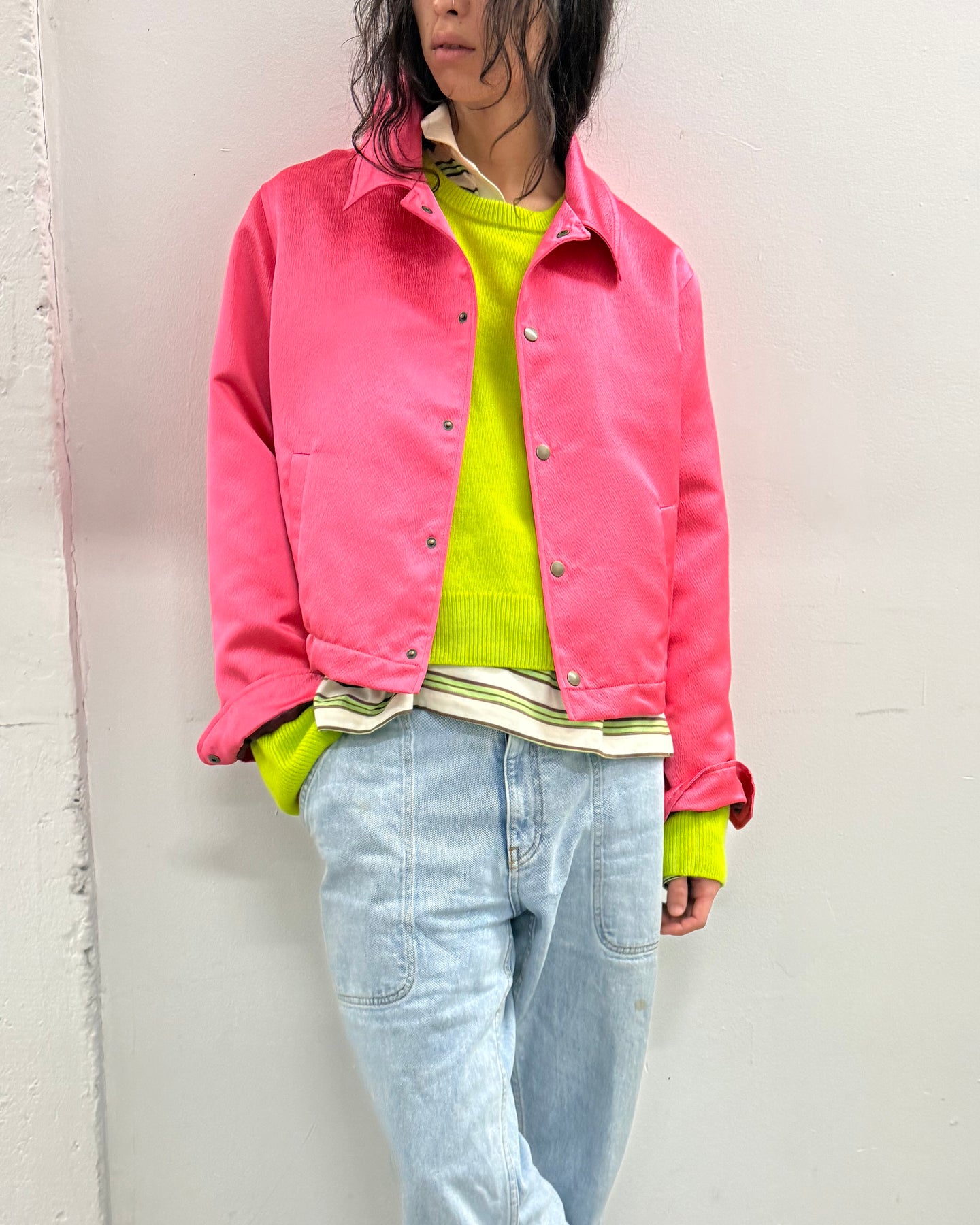 Hammered Coach Jacket in Beverly Pink