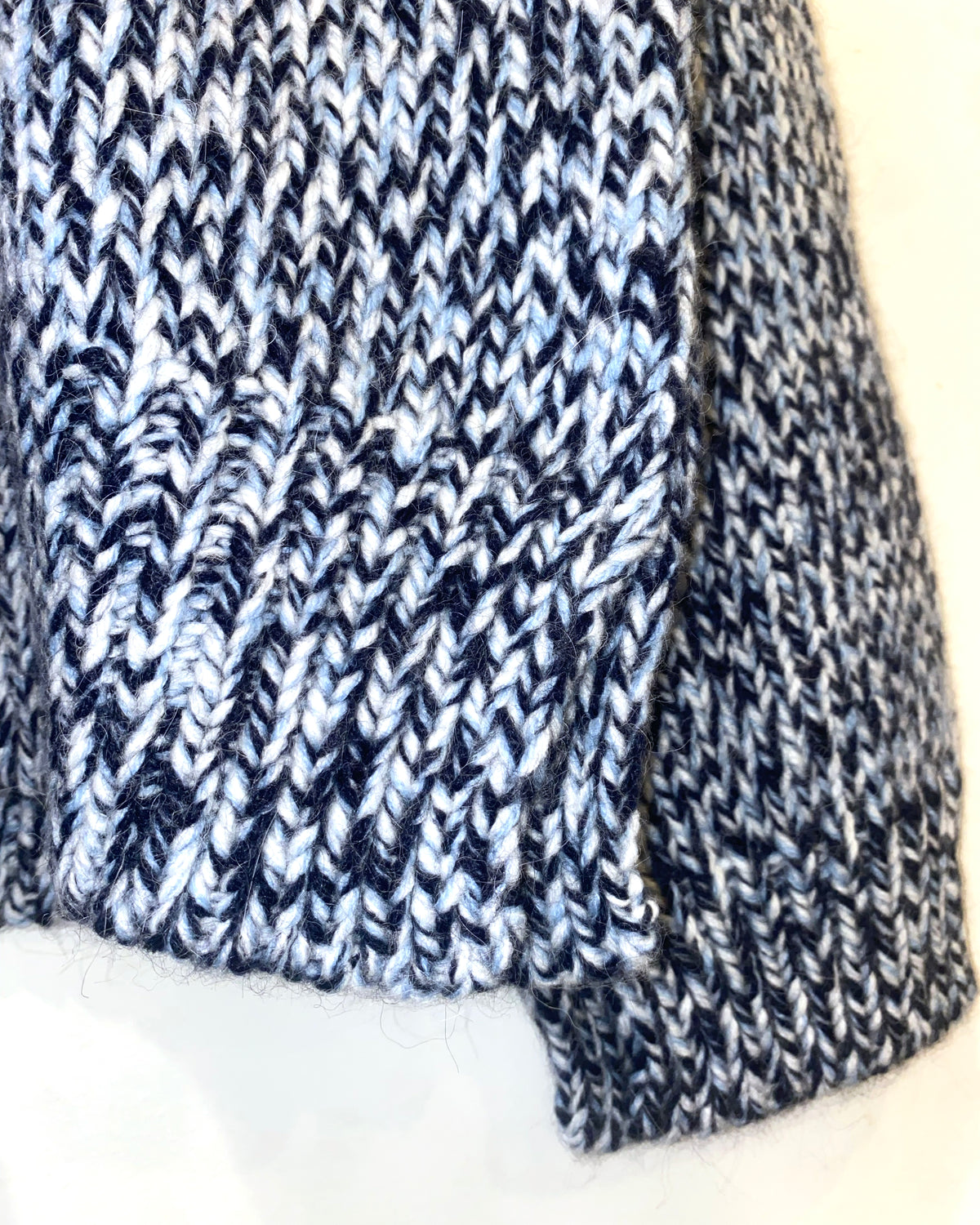 Split Crewneck Sweater in Blue Melange