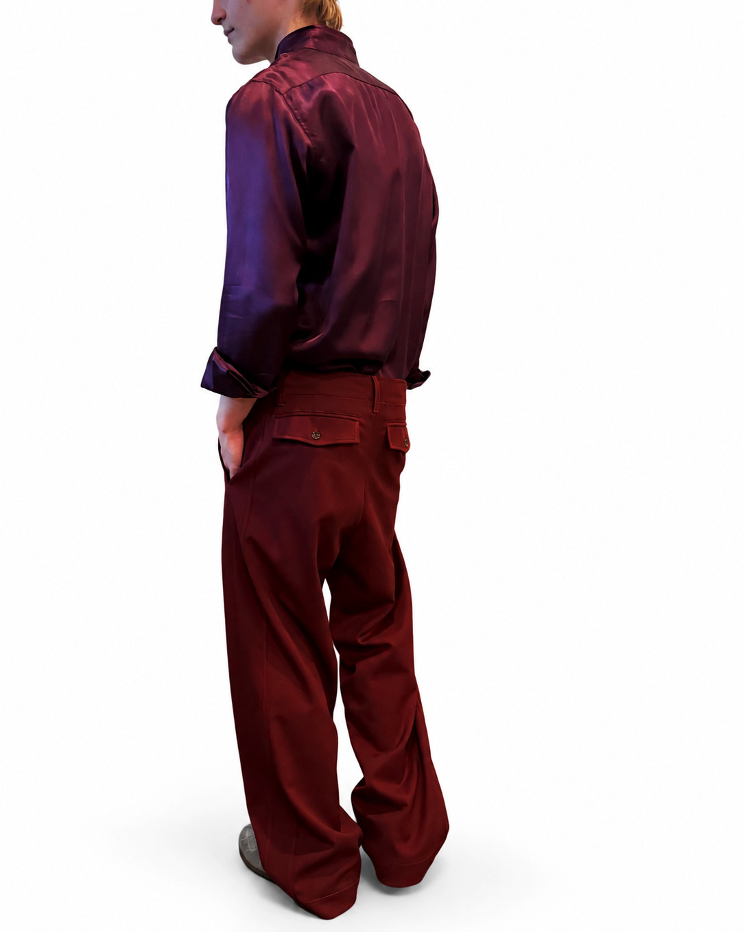 Fluid Tux Shirt in Aubergine