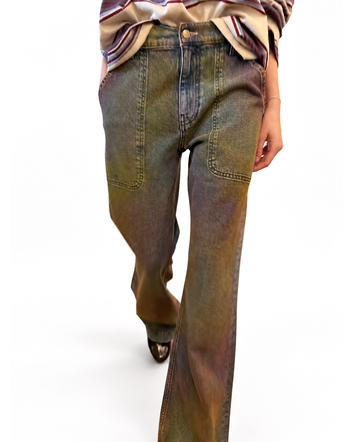Utility Flare Jean in Multi Paint