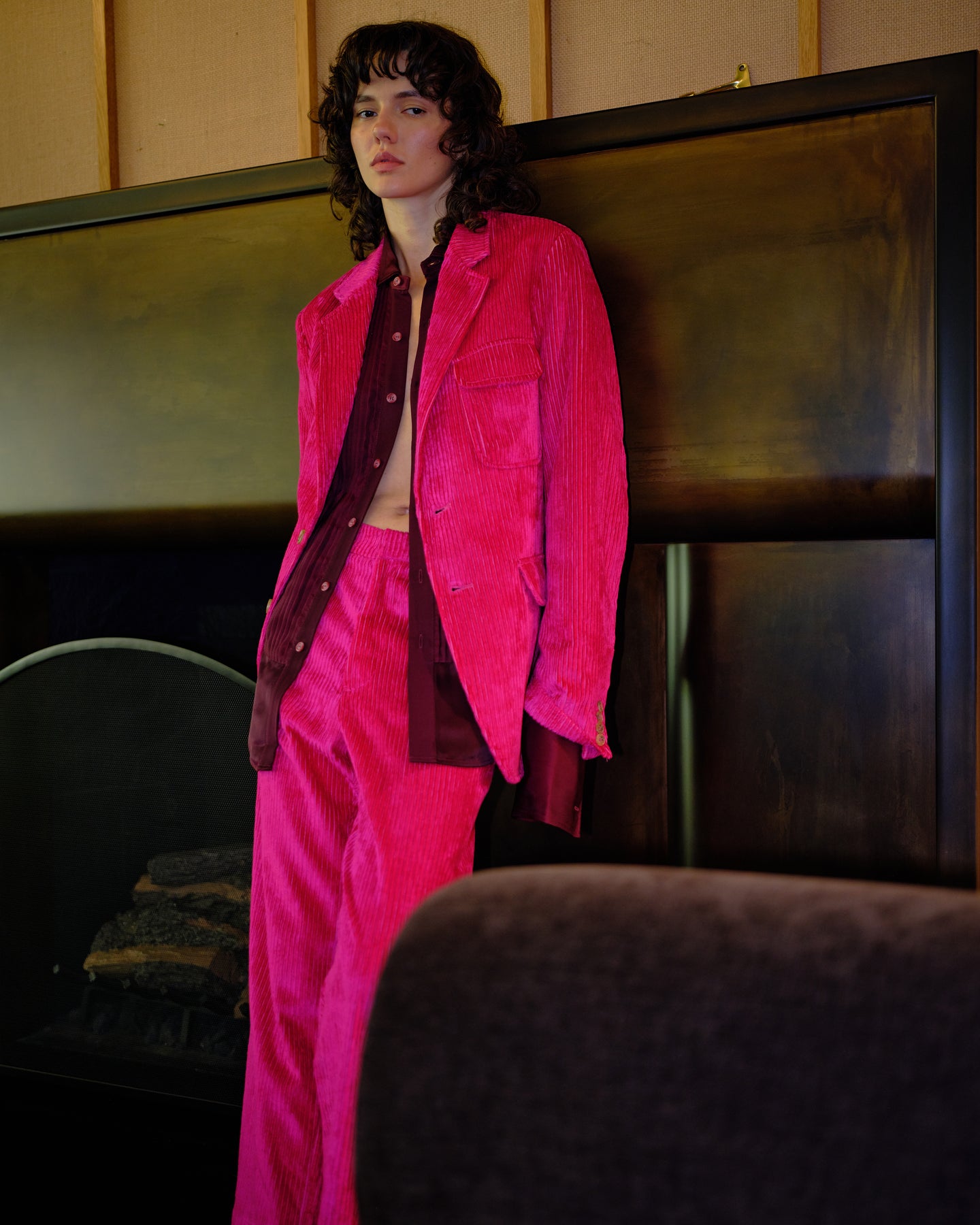 Tailored Lined Blazer in Pink Cadillac