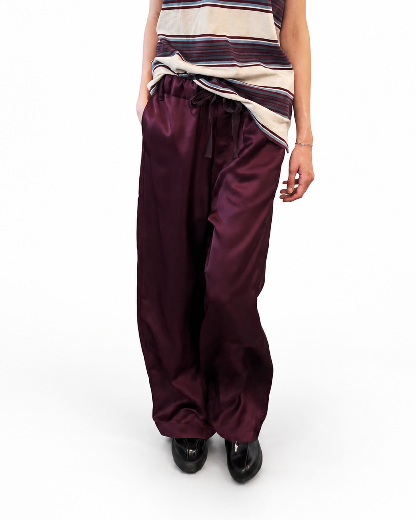 Fluid Drawstring Pants in Aubergine