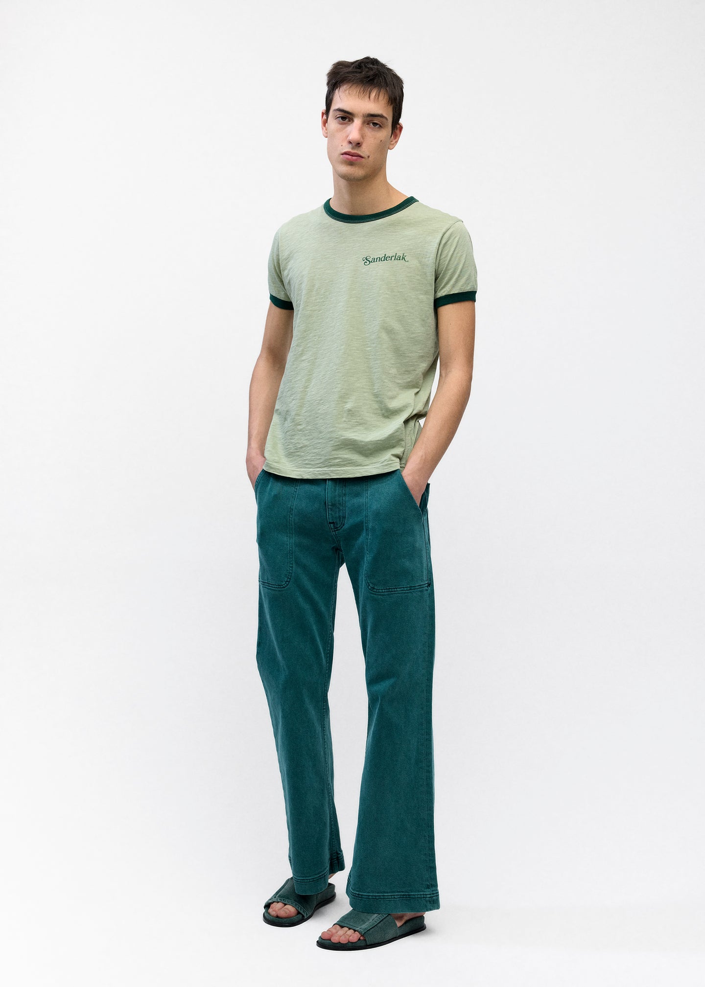 Contrast Rib Tee in Desert Sage