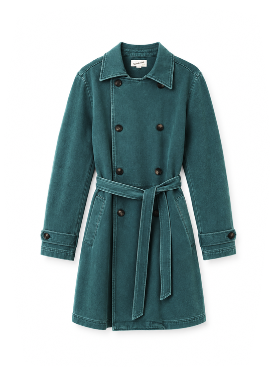 Skinny Denim Trench in Pine Wash