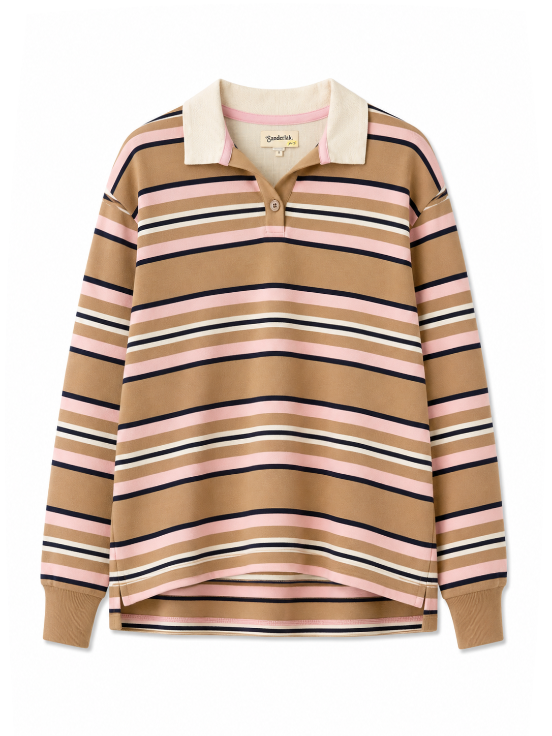 Rugby Polo in Brown Pink Stripe