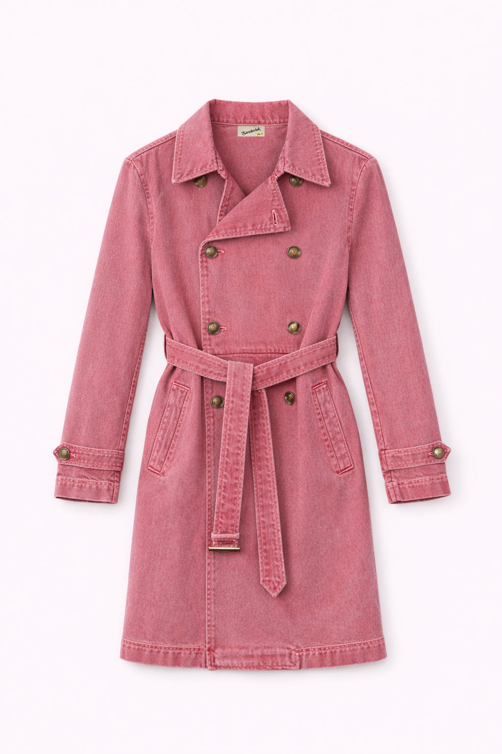 Skinny Denim Trench in Pink Wash