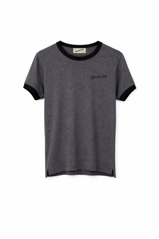 Contrast Rib Tee in Grey