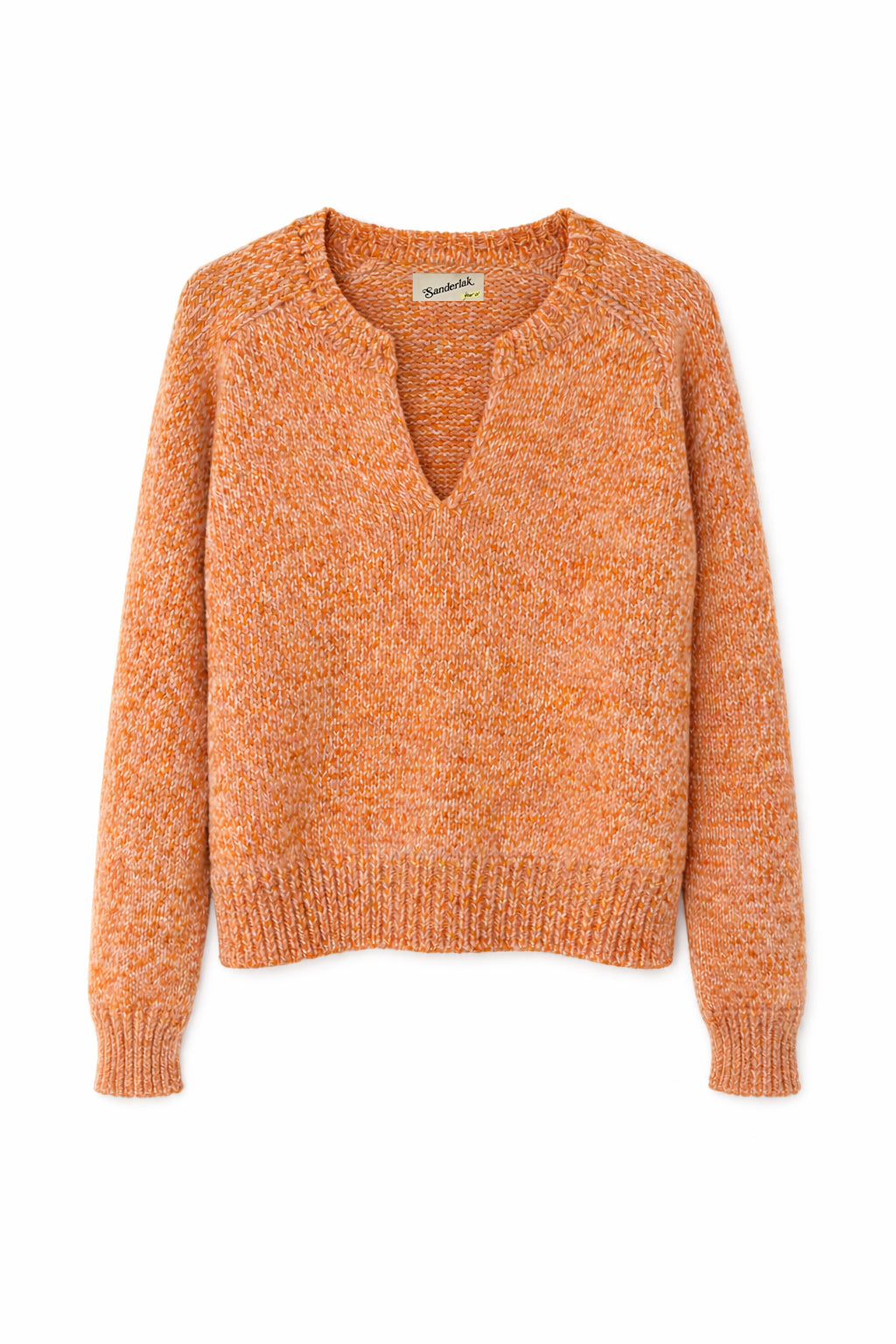 Split Crewneck Sweater in Apricot Melange