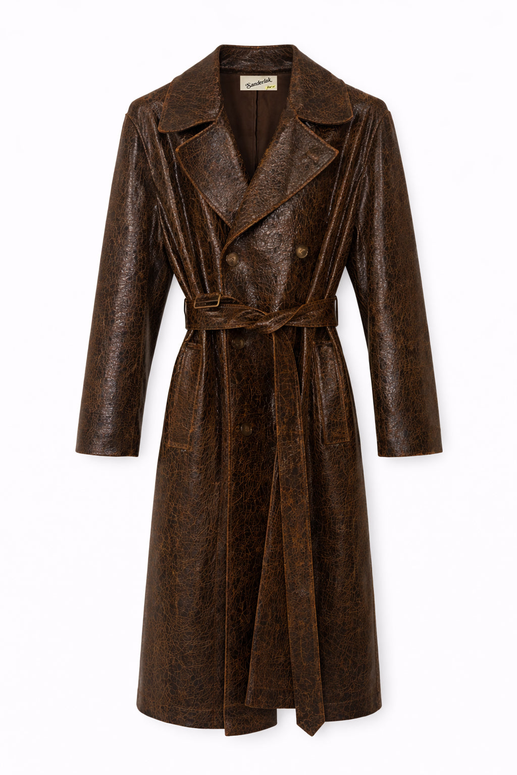 Leather Trench Coat in Dark Chocolate