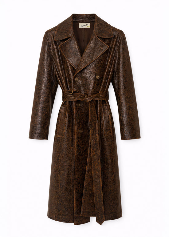 Leather Trench Coat in Dark Chocolate