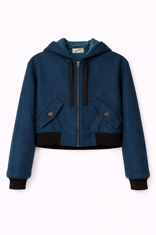 Felt Bomber Jacket in Blue