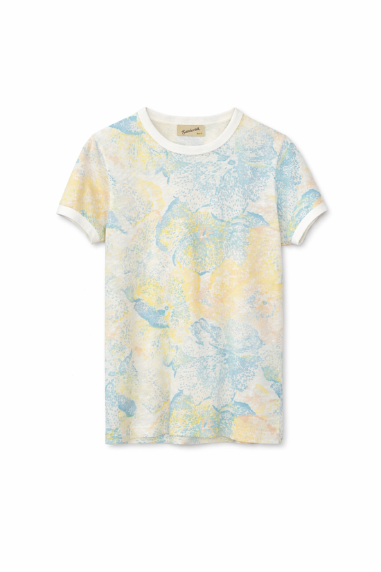 Contrast Rib Tee in Flower Print