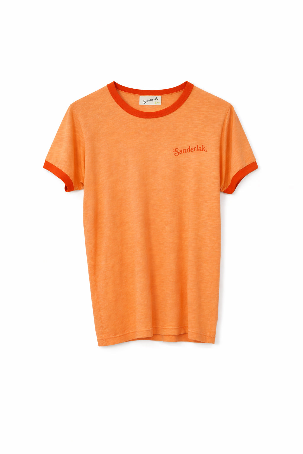 Contrast Rib Tee in Peach