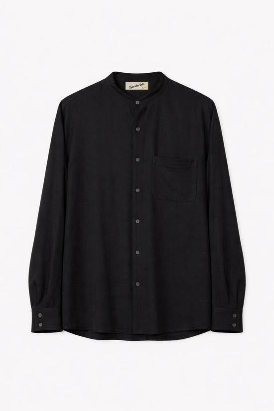 Stand Collar Oversized Shirt in Midnight