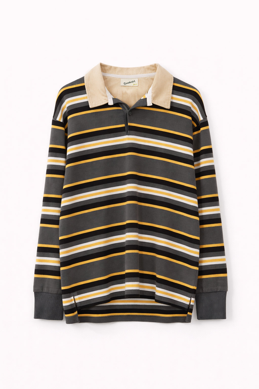 Rugby Polo in Grey Gold Stripe