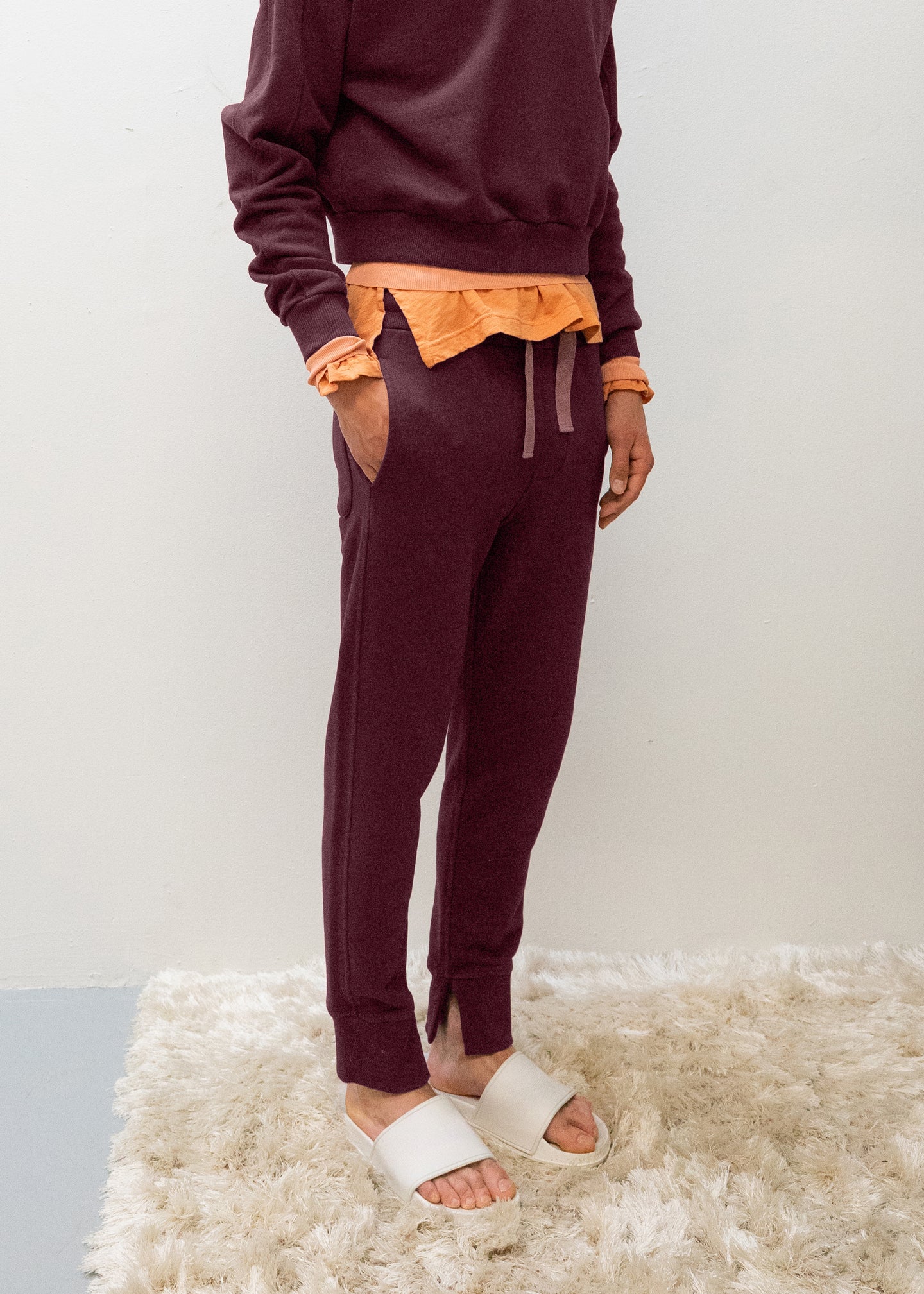 Skinny Track Pant in Midnight Merlot