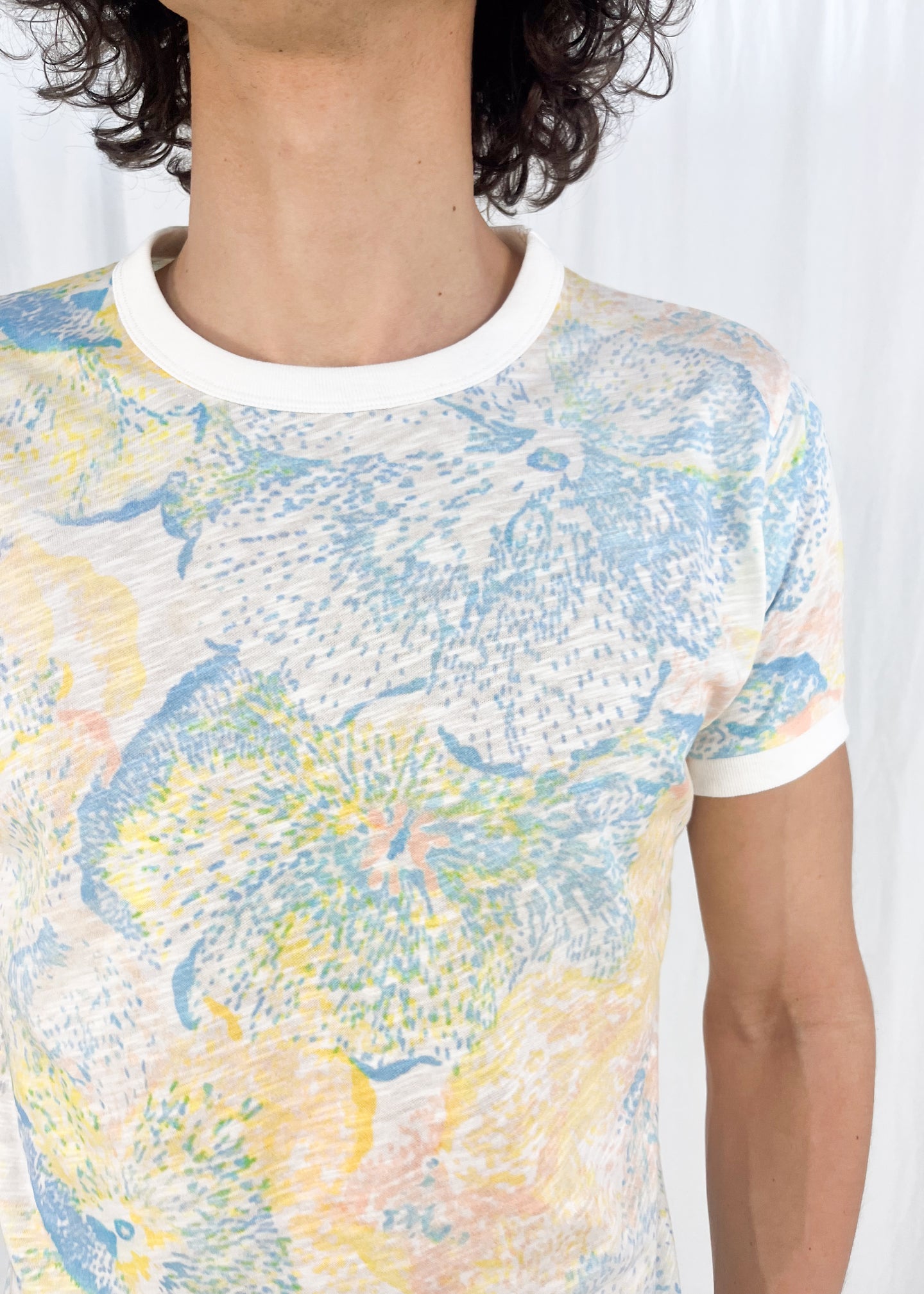 Contrast Rib Tee in Flower Print