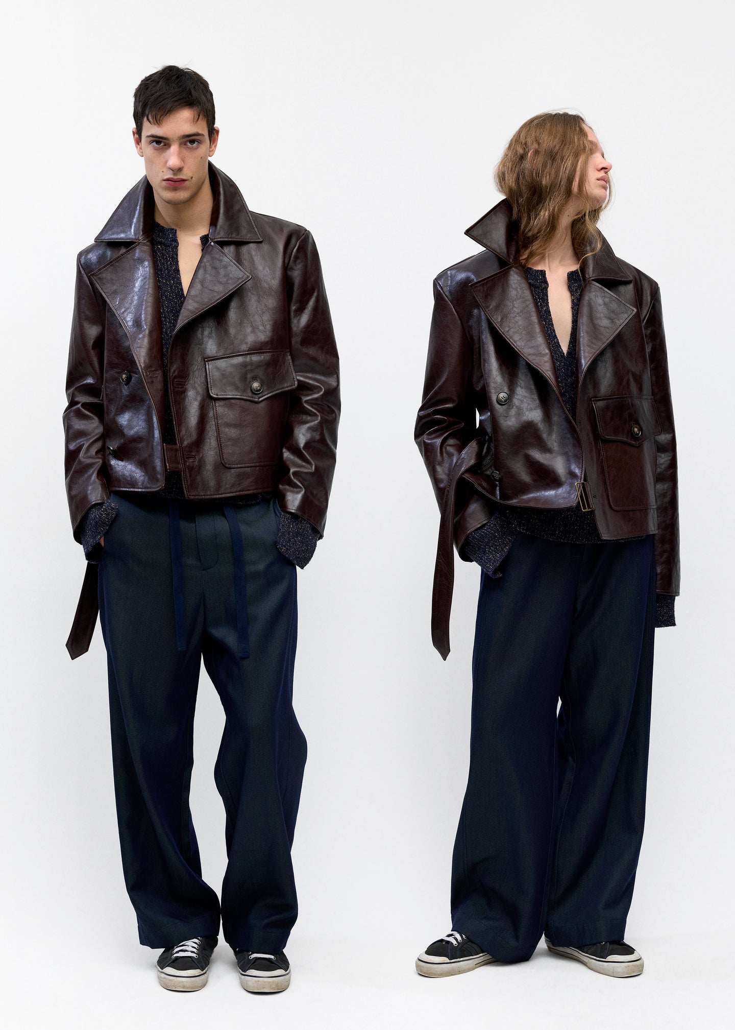 Leather Moto Jacket In Chocolate