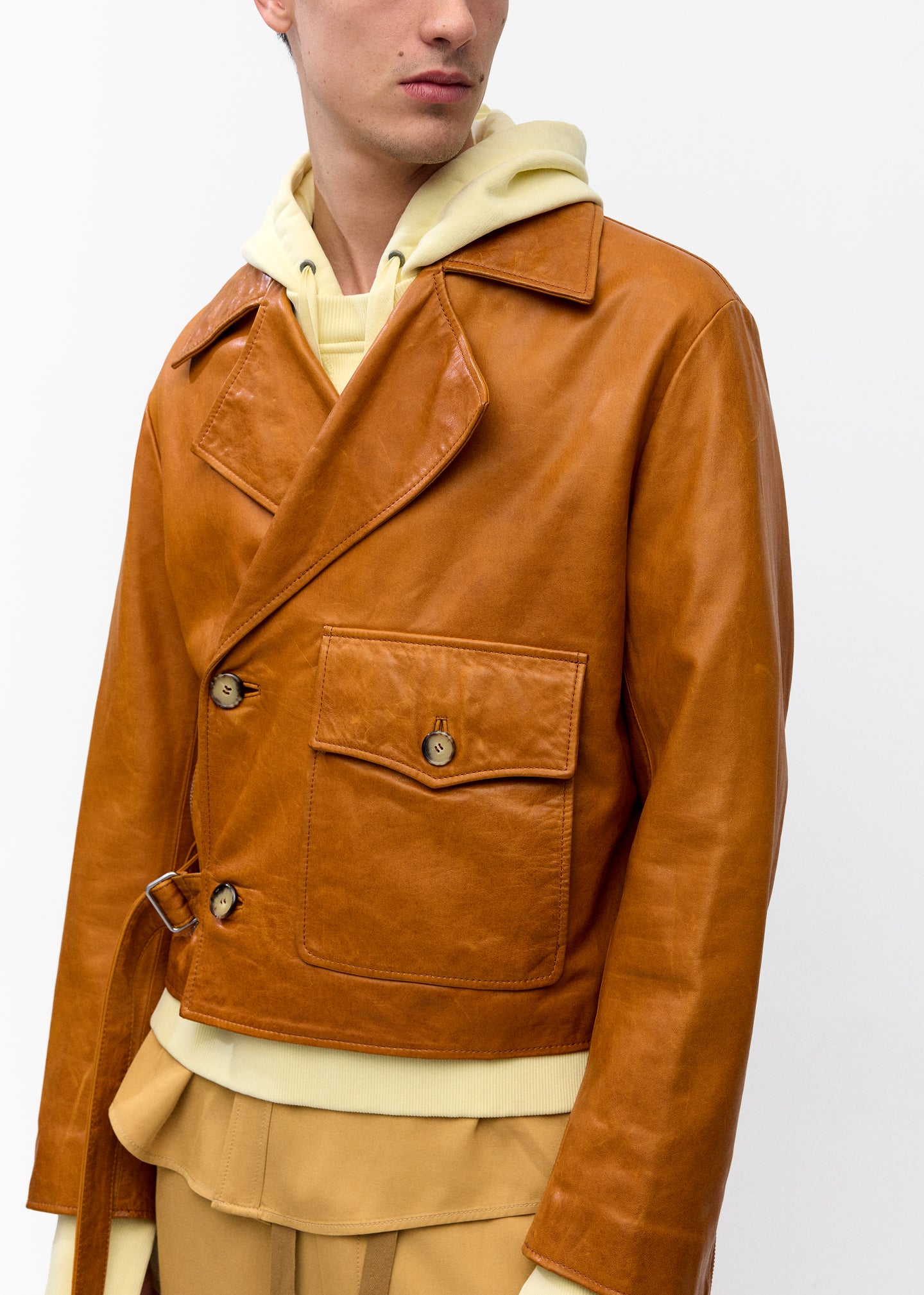 Leather Moto Jacket in Cognac