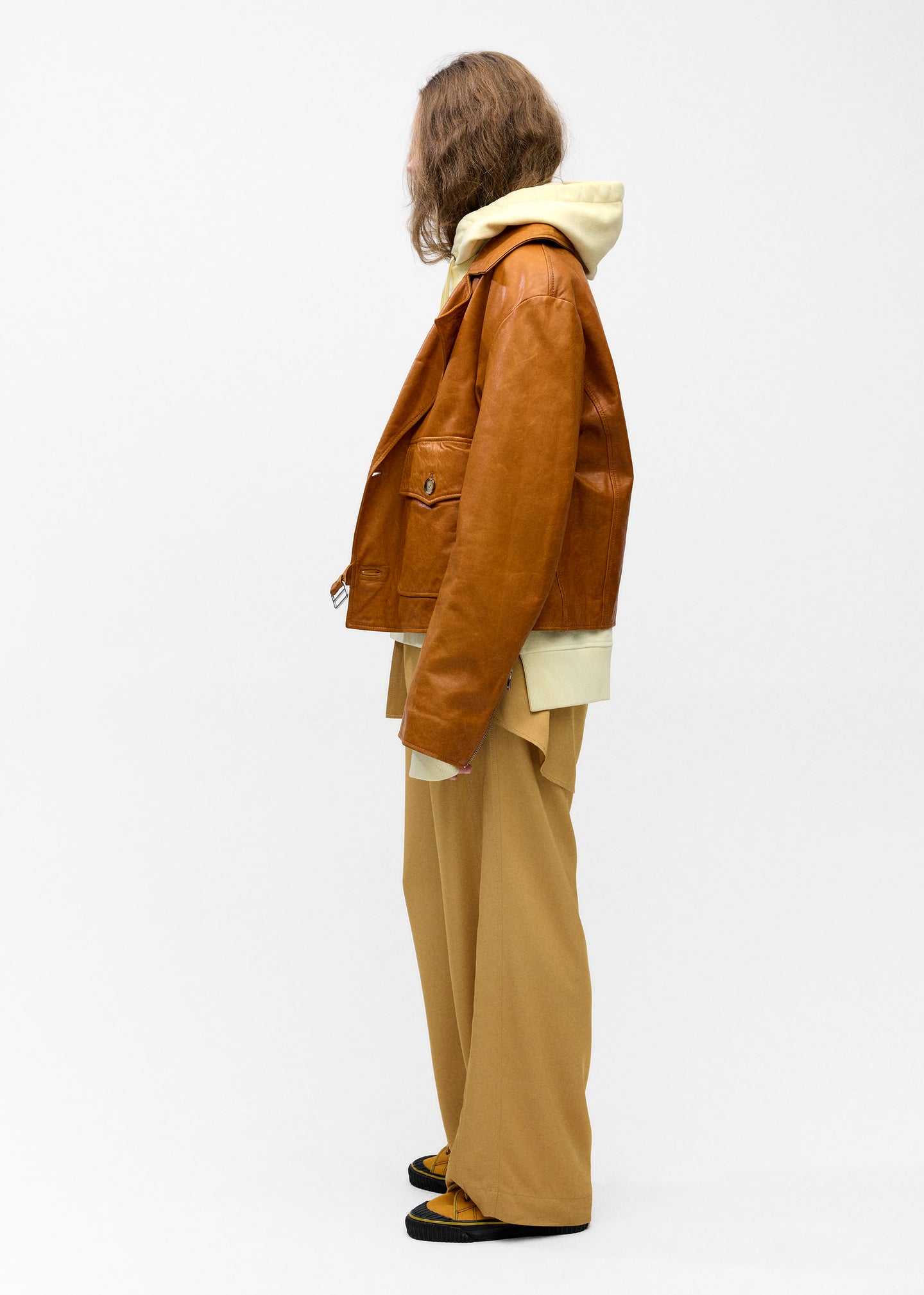 Leather Moto Jacket in Cognac