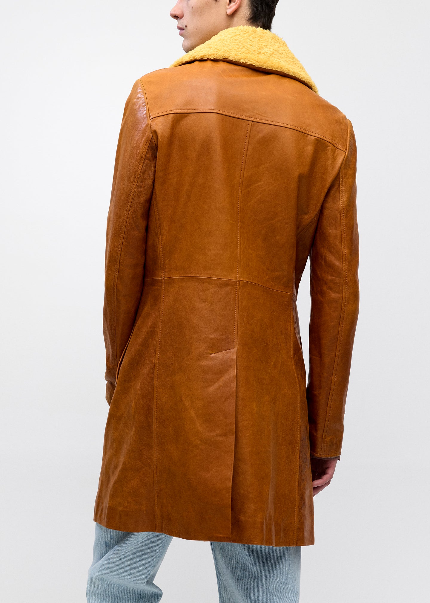 Leather Skinny Trench in Cognac