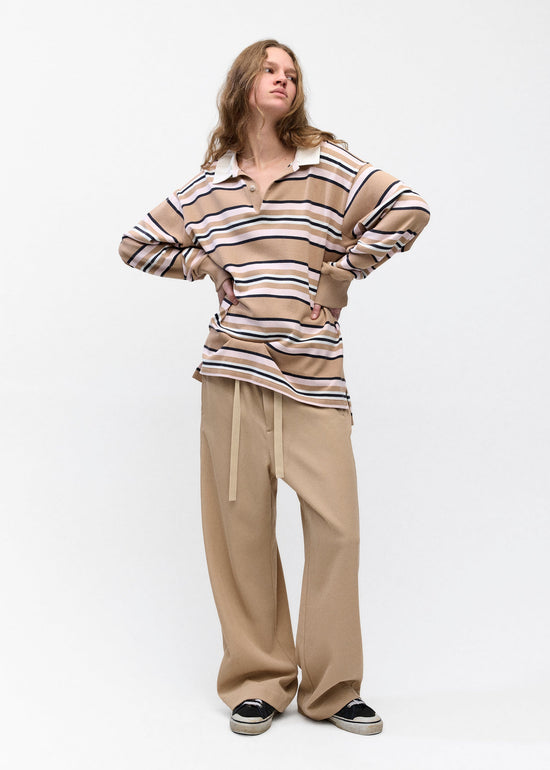 Rugby Polo in Brown Pink Stripe