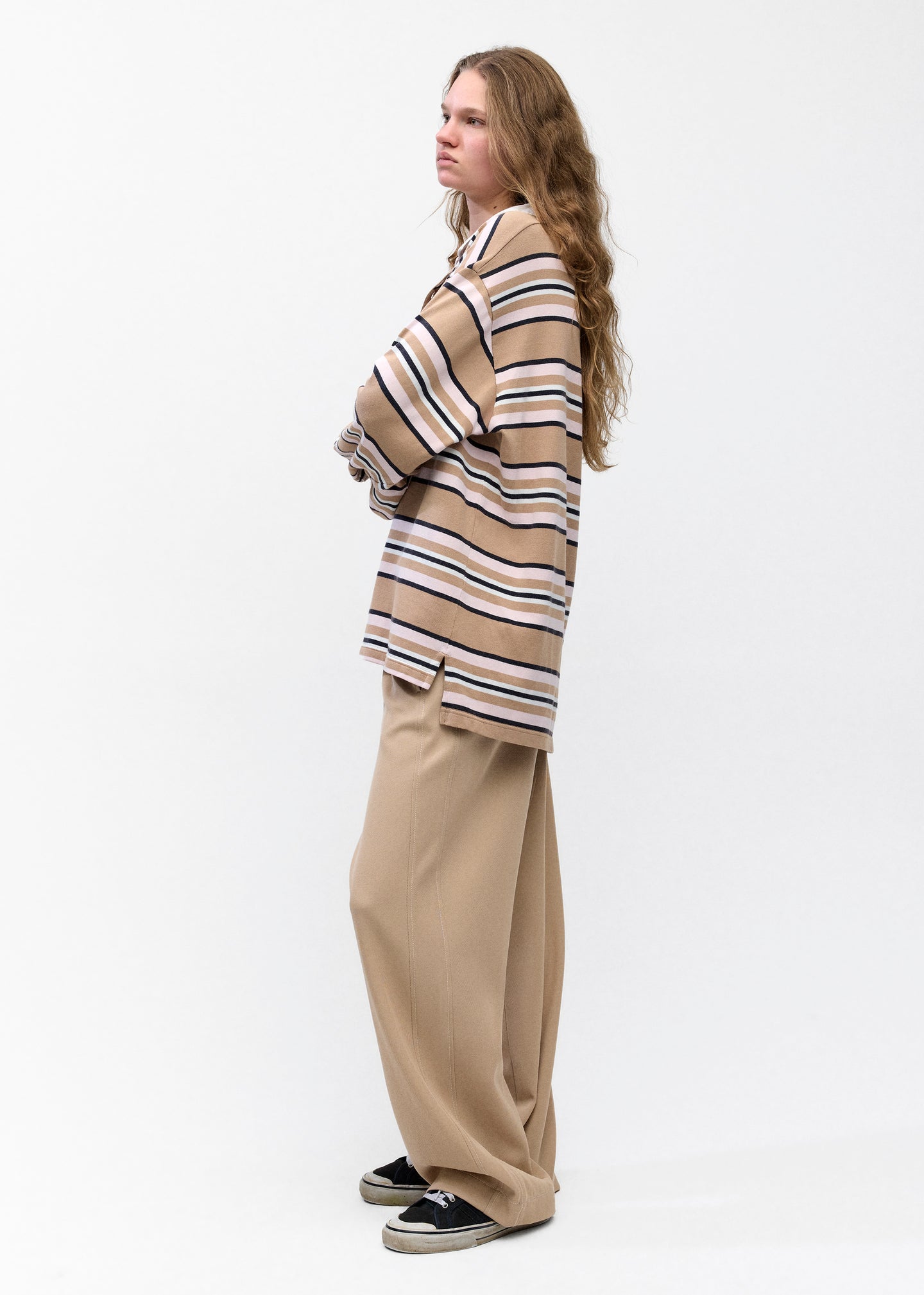 Rugby Polo in Brown Pink Stripe