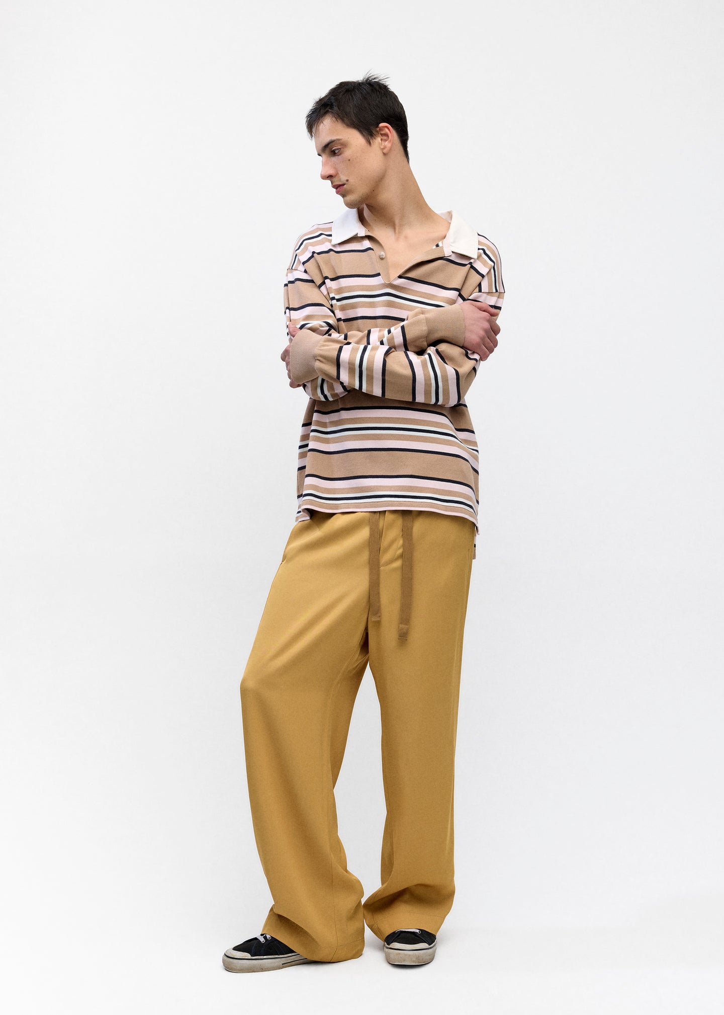 Rugby Polo in Brown Pink Stripe