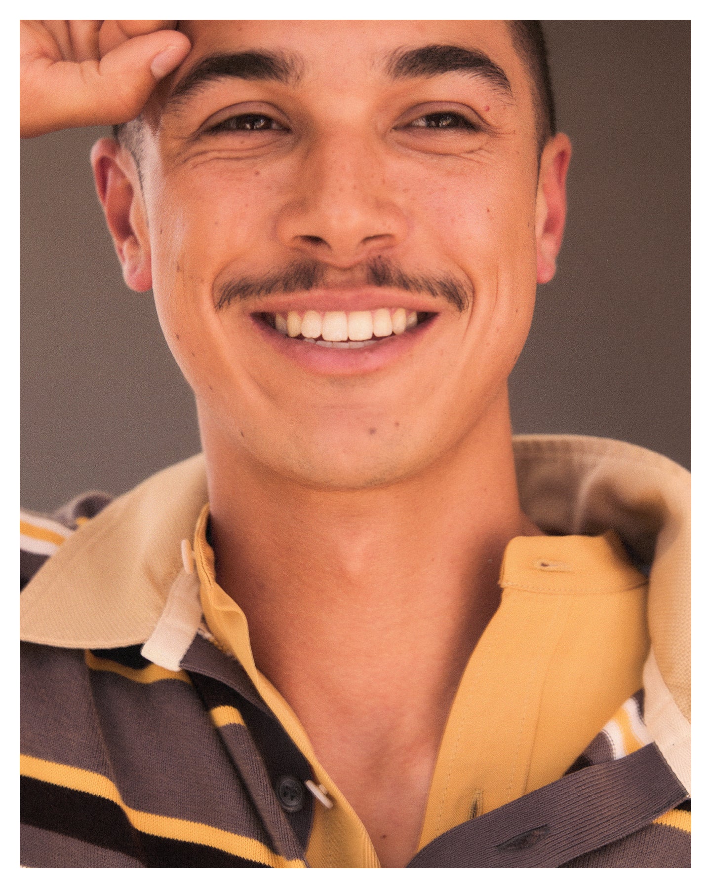 Rugby Polo in Grey Gold Stripe