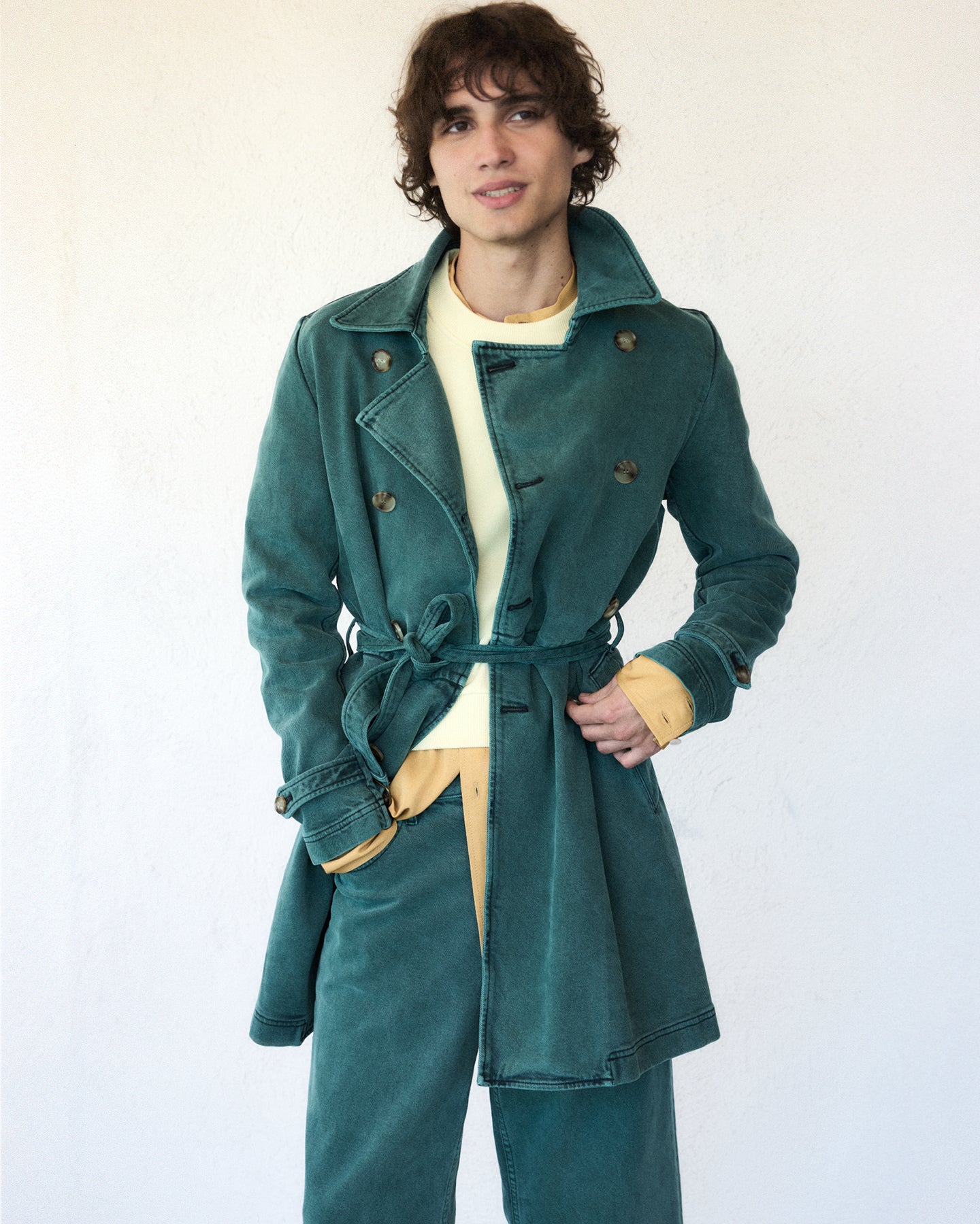 Skinny Denim Trench in Pine Wash