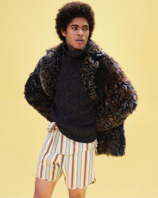 Shearling Coat in Frosted Navy