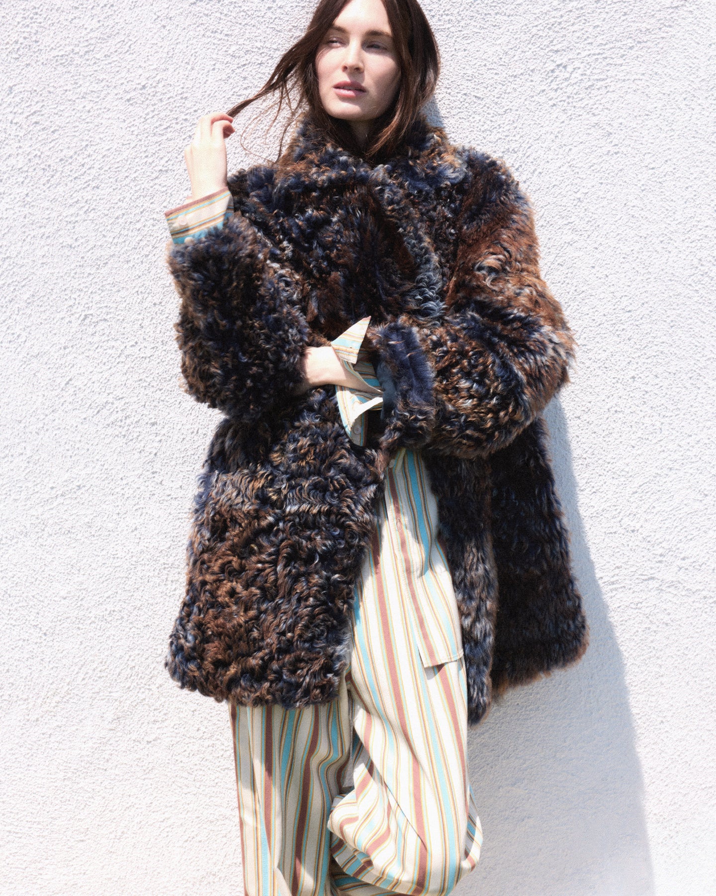 Shearling Coat in Frosted Navy