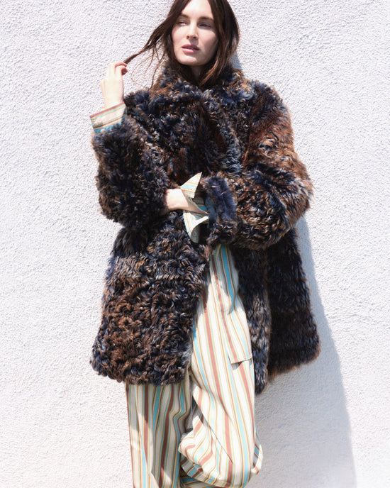 Shearling Coat in Frosted Navy