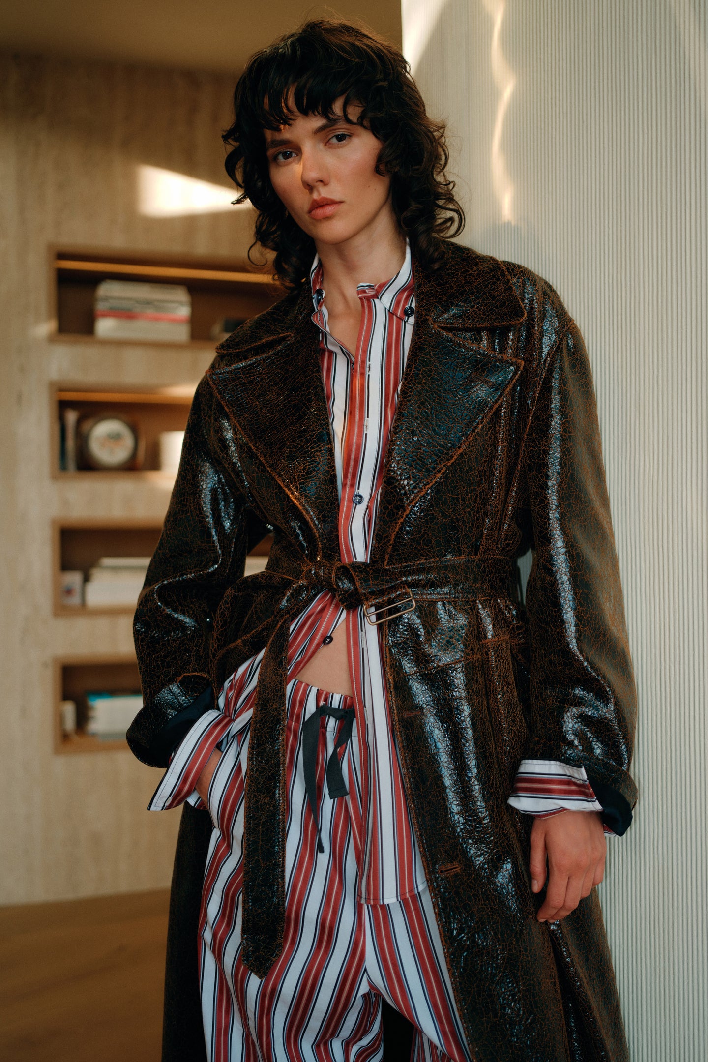 Leather Trench Coat in Dark Chocolate