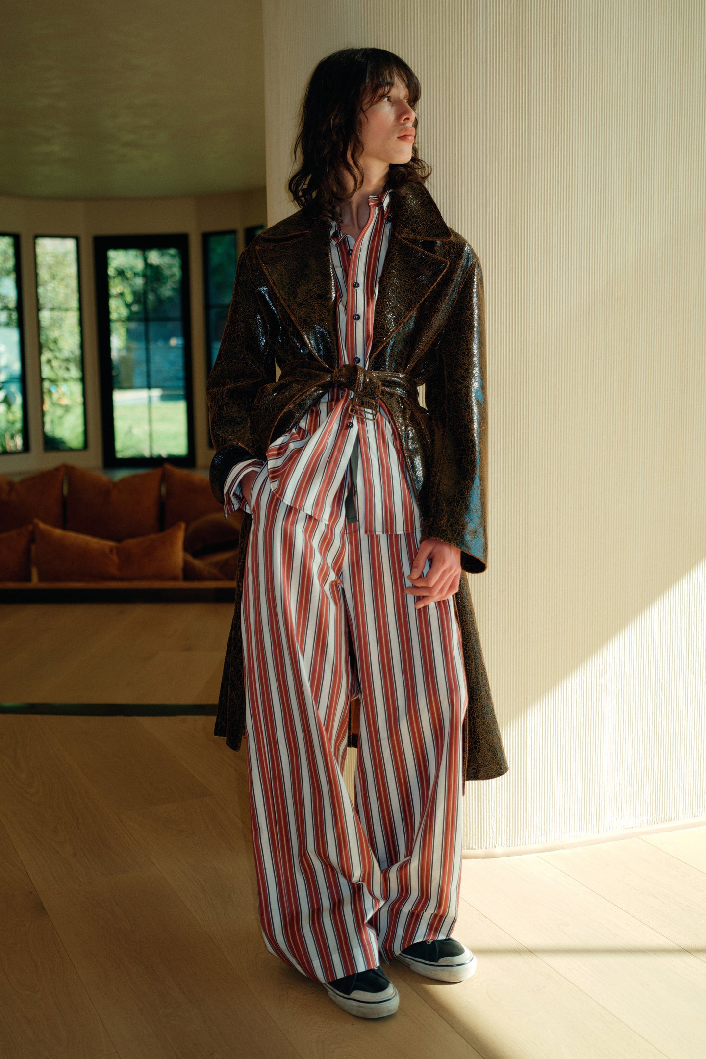 Leather Trench Coat in Dark Chocolate
